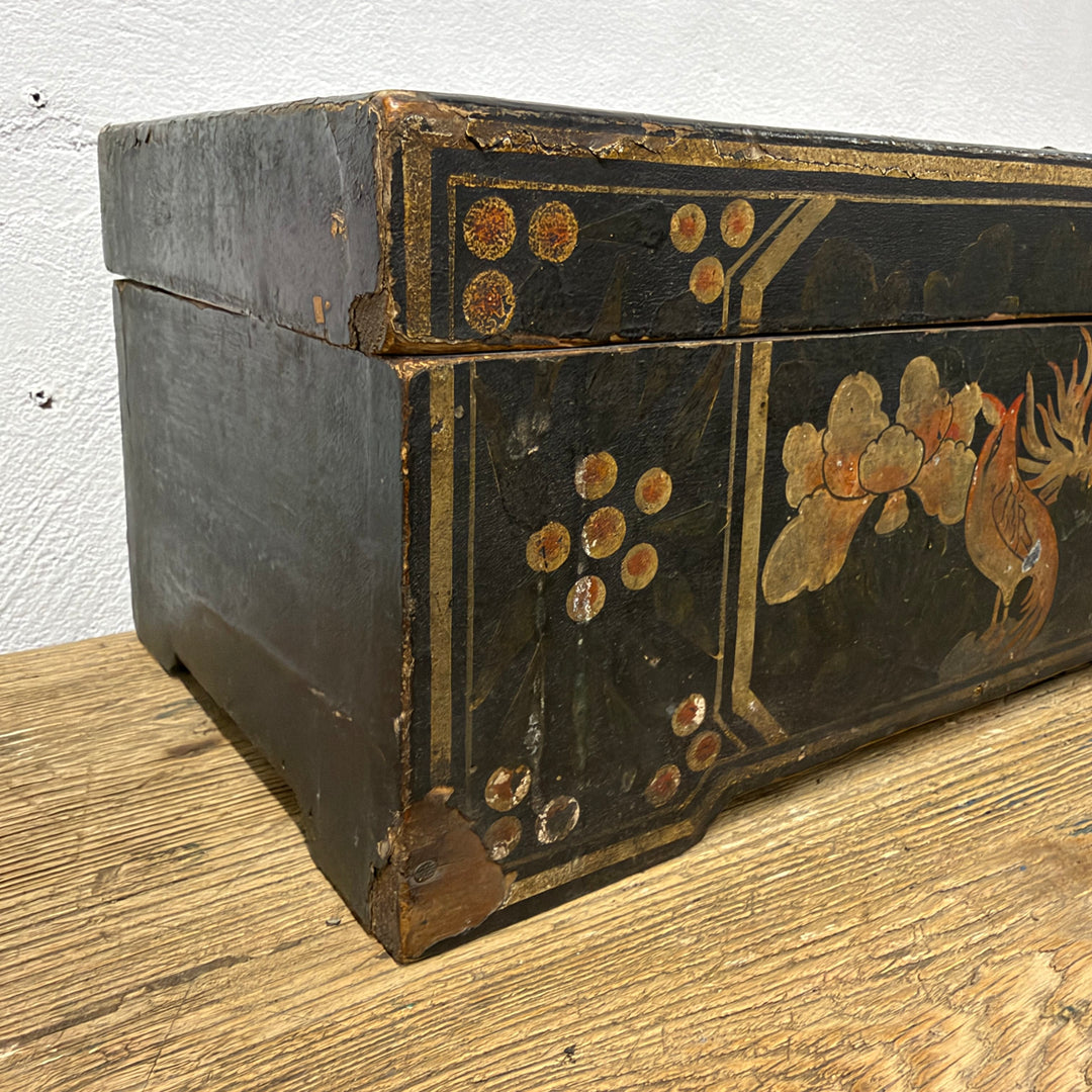 Water Tiger Decor Antique Chinese Wooden Document Box Early 1900’s