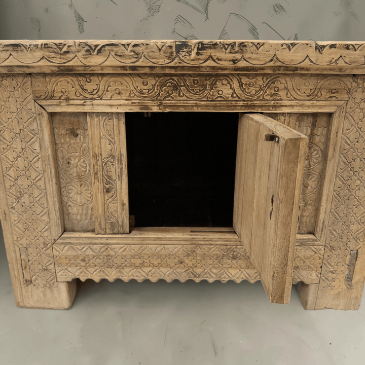 Water Tiger Furniture Antique Xinjiang Carved Elm Cabinet
