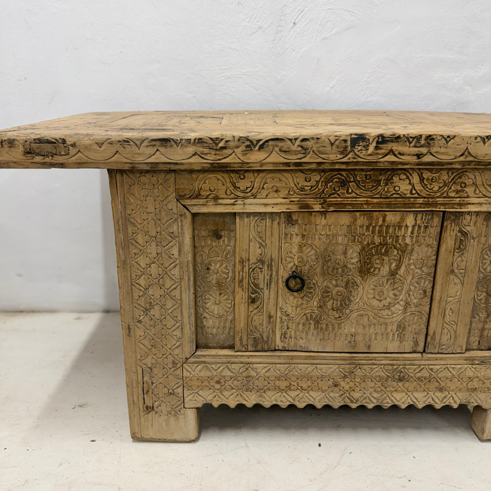 Water Tiger Furniture Antique Xinjiang Carved Elm Cabinet