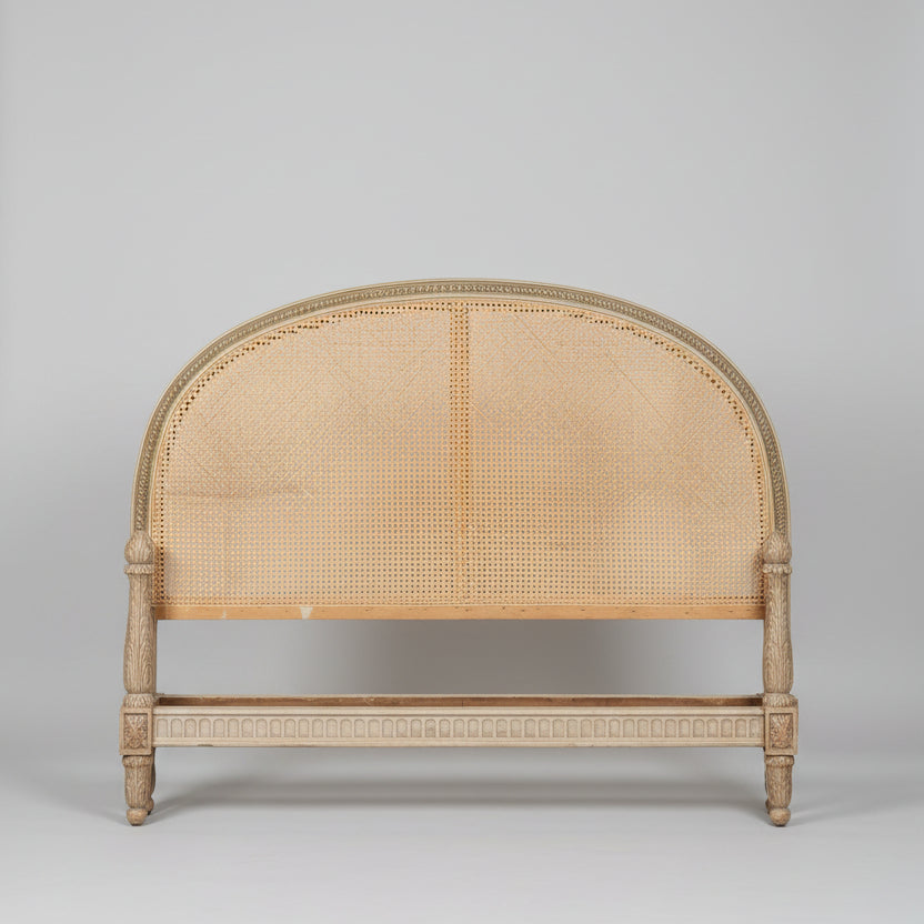 Water Tiger Furniture Louis XV1 Cane Double Bedhead and Base Late 19th Century