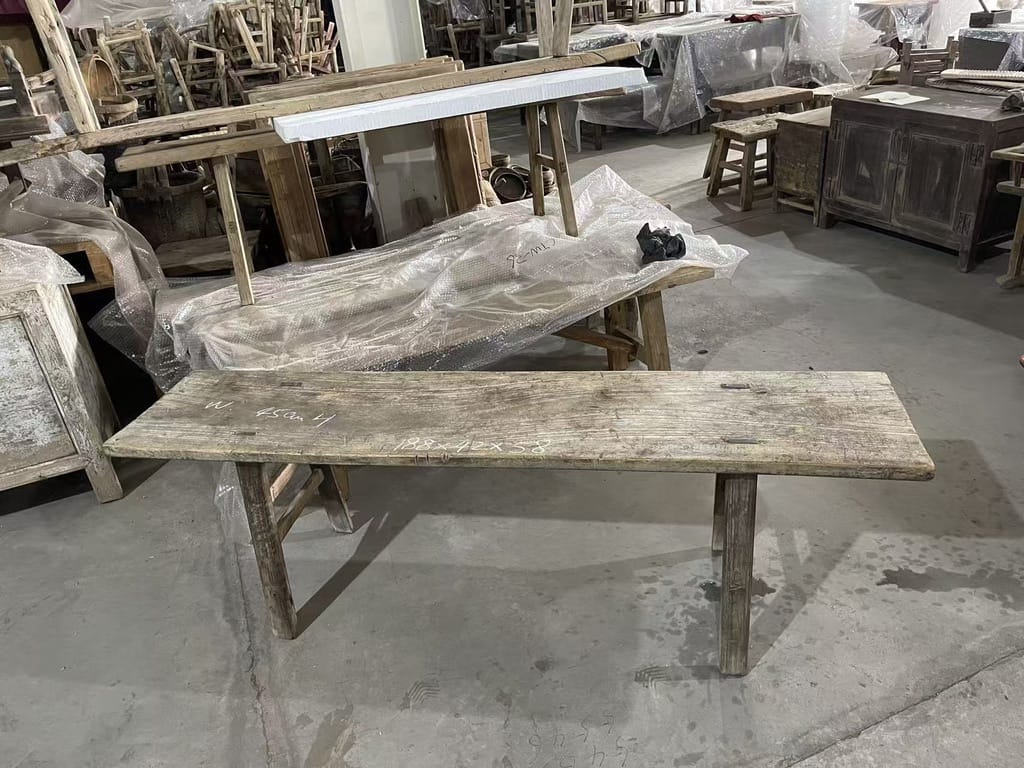 Water Tiger Furniture Antique Long Elm Bench | 188x42x58cm
