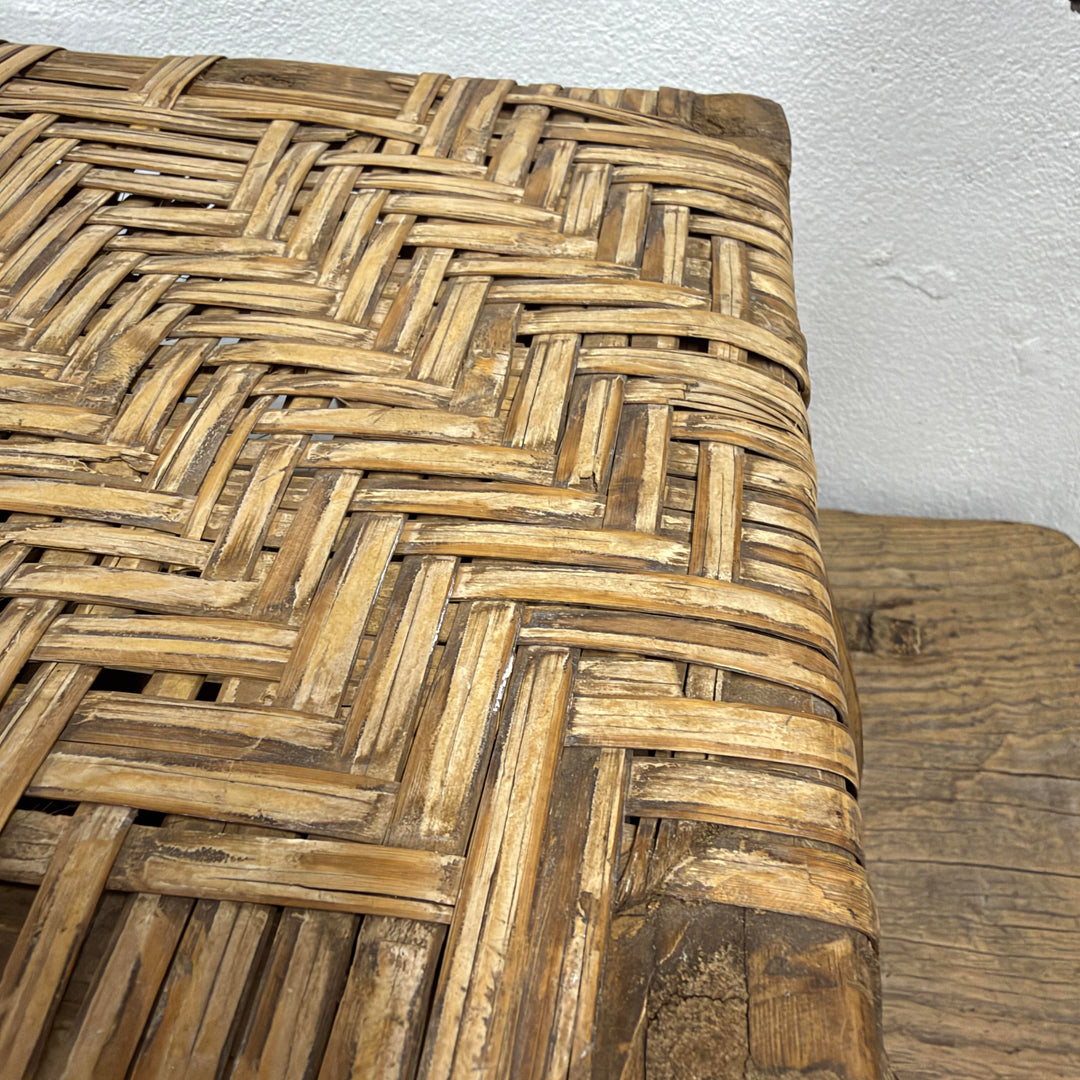 Water Tiger Furniture Antique Bamboo Woven Low Stool