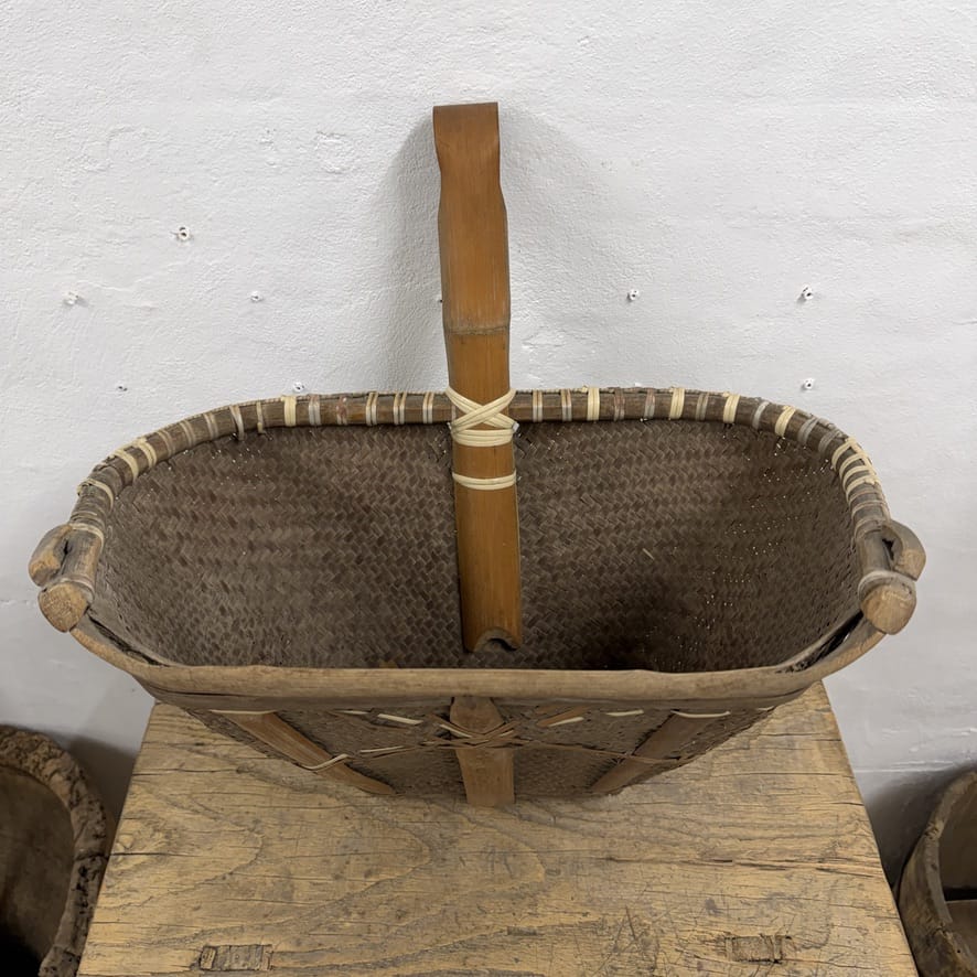 Water Tiger Decor Antique Chinese Basket Scoop