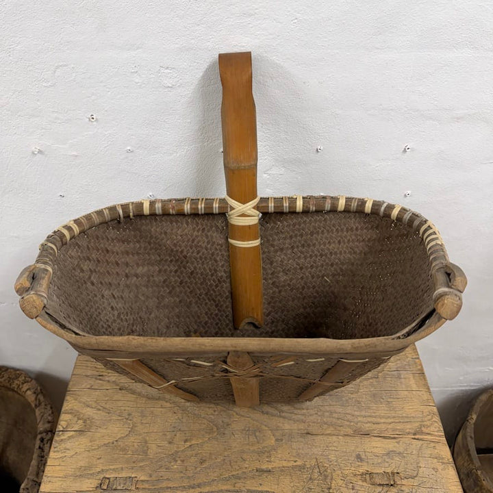 Water Tiger Decor Antique Chinese Basket Scoop