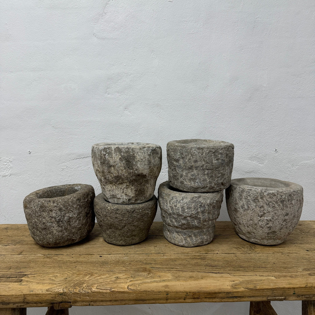 Water Tiger Decor Vintage Stone Mortars from China.