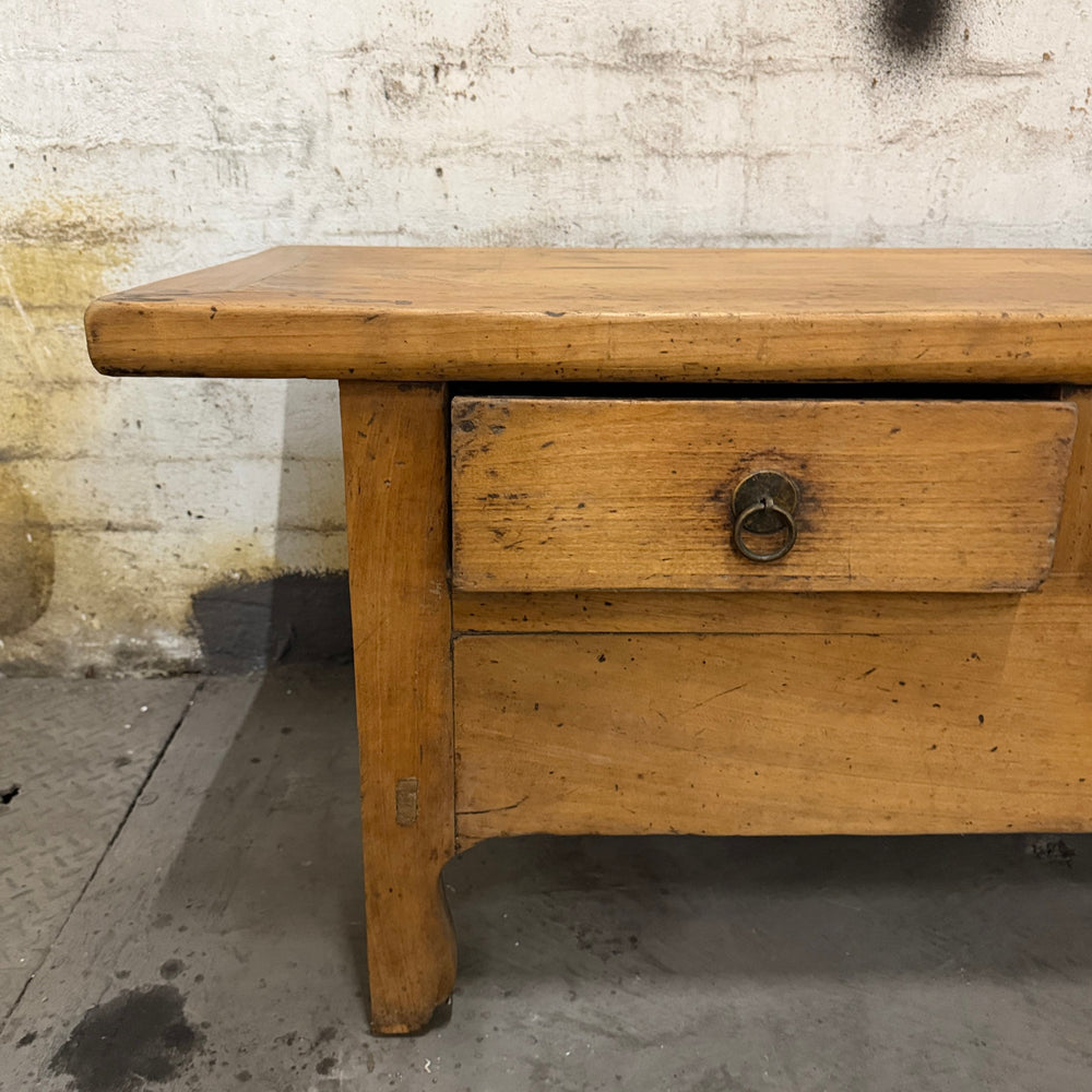 Water Tiger Furniture Antique Low Elmwood Three Drawer cabinet
