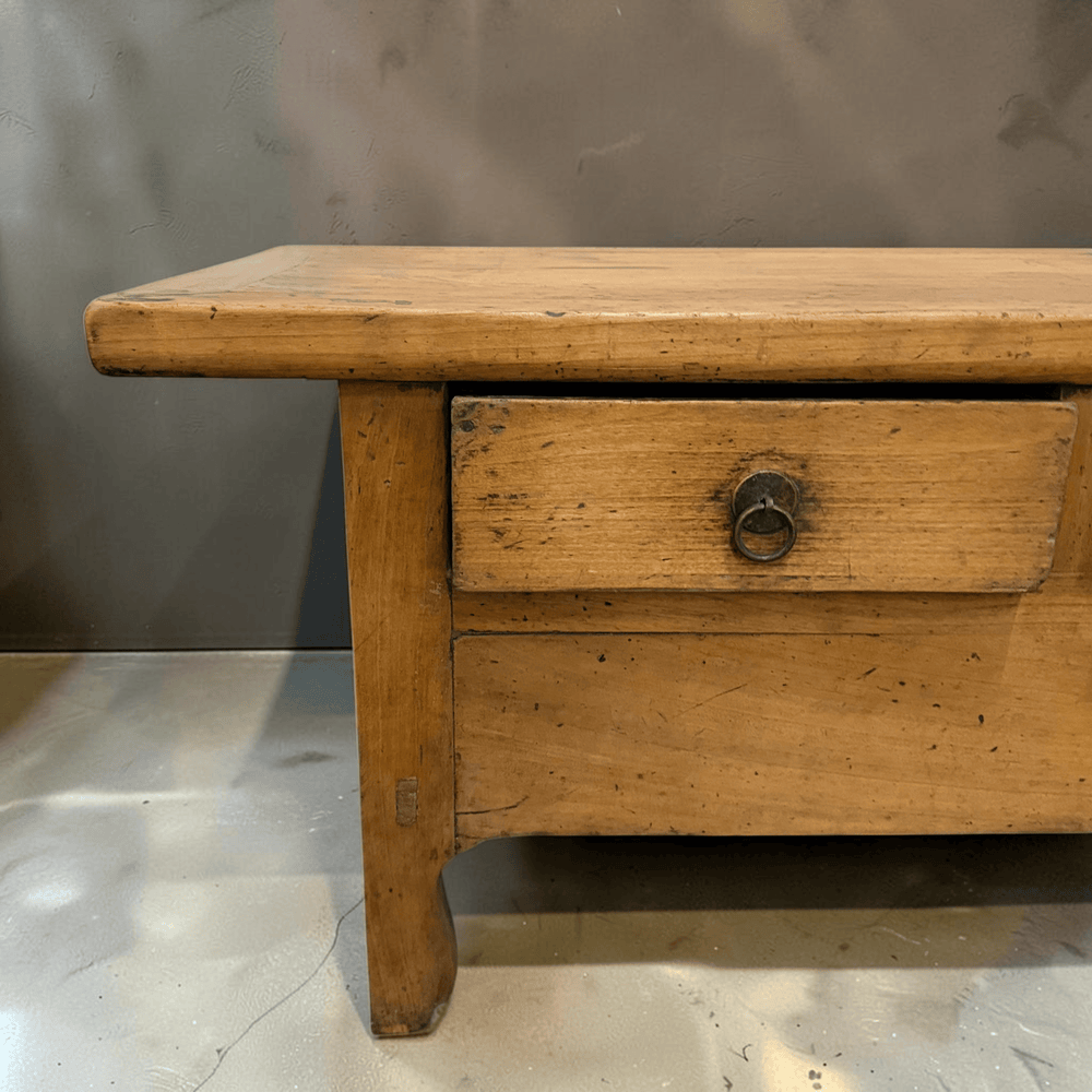 Water Tiger Furniture Antique Low Elmwood Three Drawer cabinet