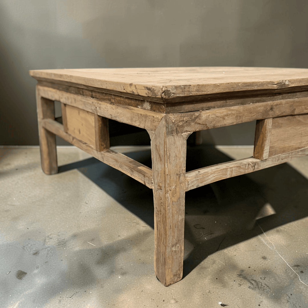 Water Tiger Furniture Square Chinese Low Elm Coffee Table | 95x95x45cm