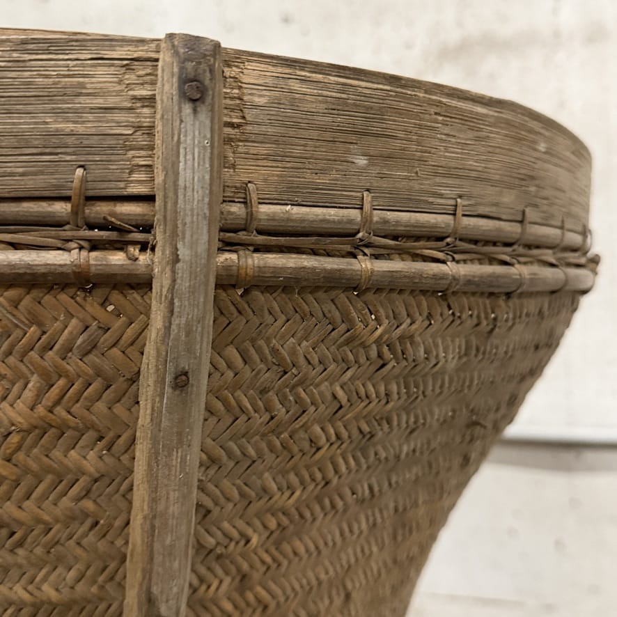 Vintage Bamboo &amp; Rattan Basket from Dayak Tribe, Hand-Crafted Borneo