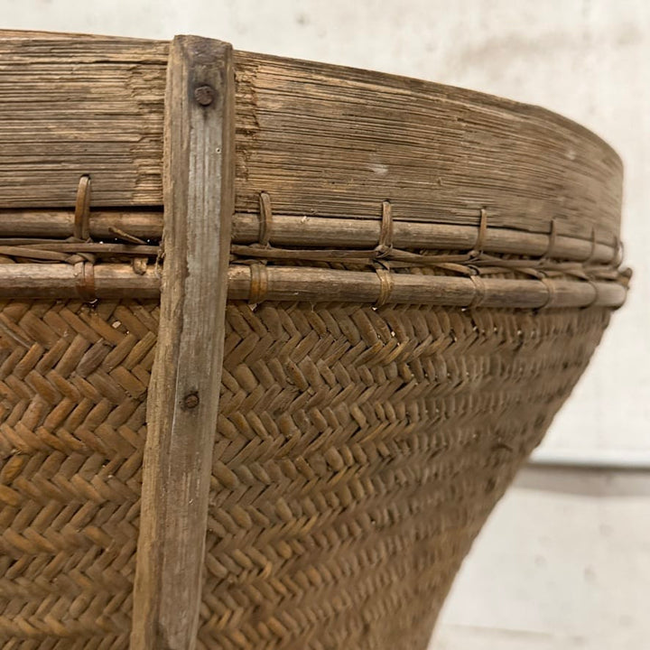 Vintage Bamboo &amp; Rattan Basket from Dayak Tribe, Hand-Crafted Borneo