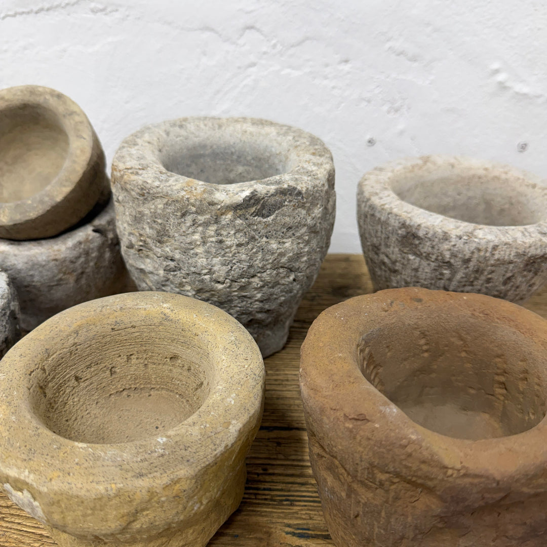 Water Tiger Decor Small Vintage Stone Mortars from China.