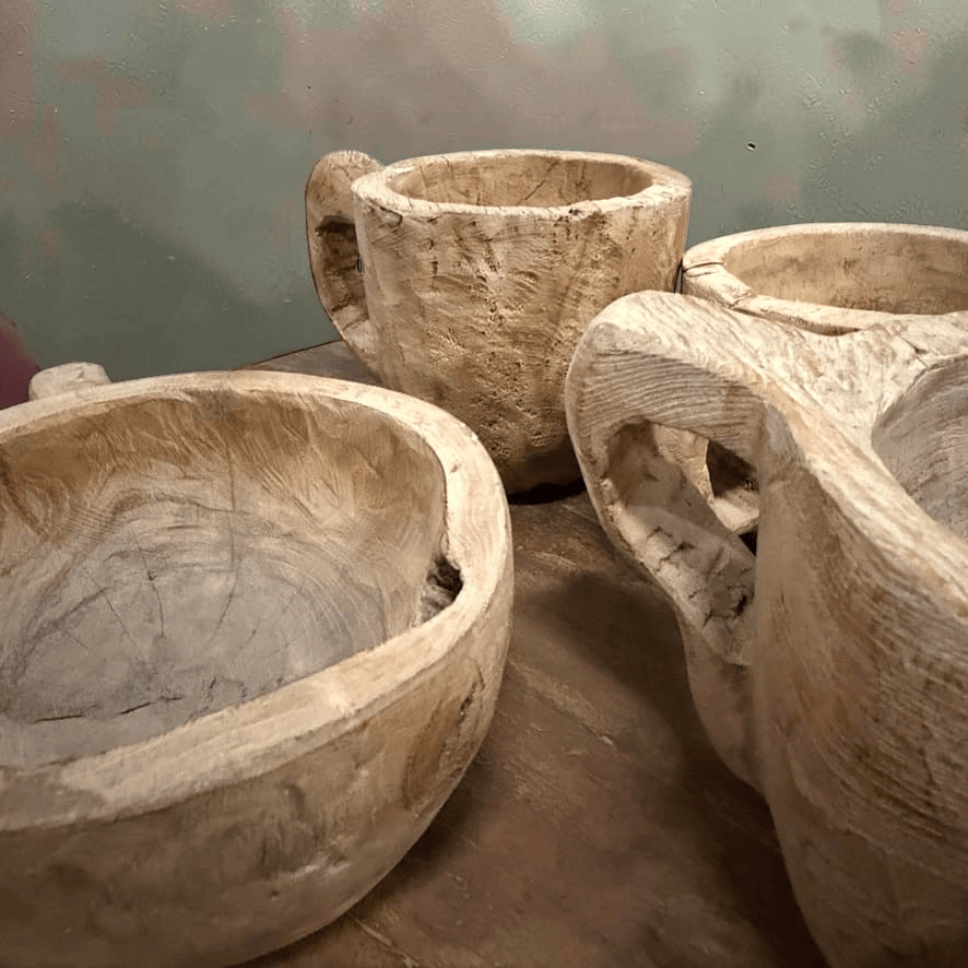 Water Tiger Decor Handcarved Grinding Bowls from Lombok