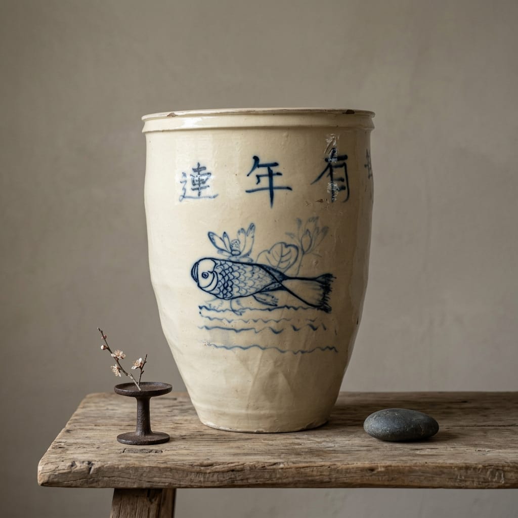 Water Tiger Decor A Cizhou  Ming Dynasty Ceramic Planter - Vessel "Fish"