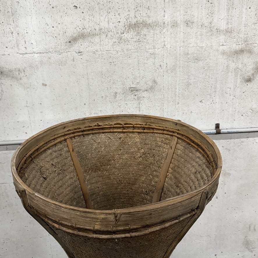 Vintage Bamboo &amp; Rattan Basket from Dayak Tribe, Hand-Crafted Borneo