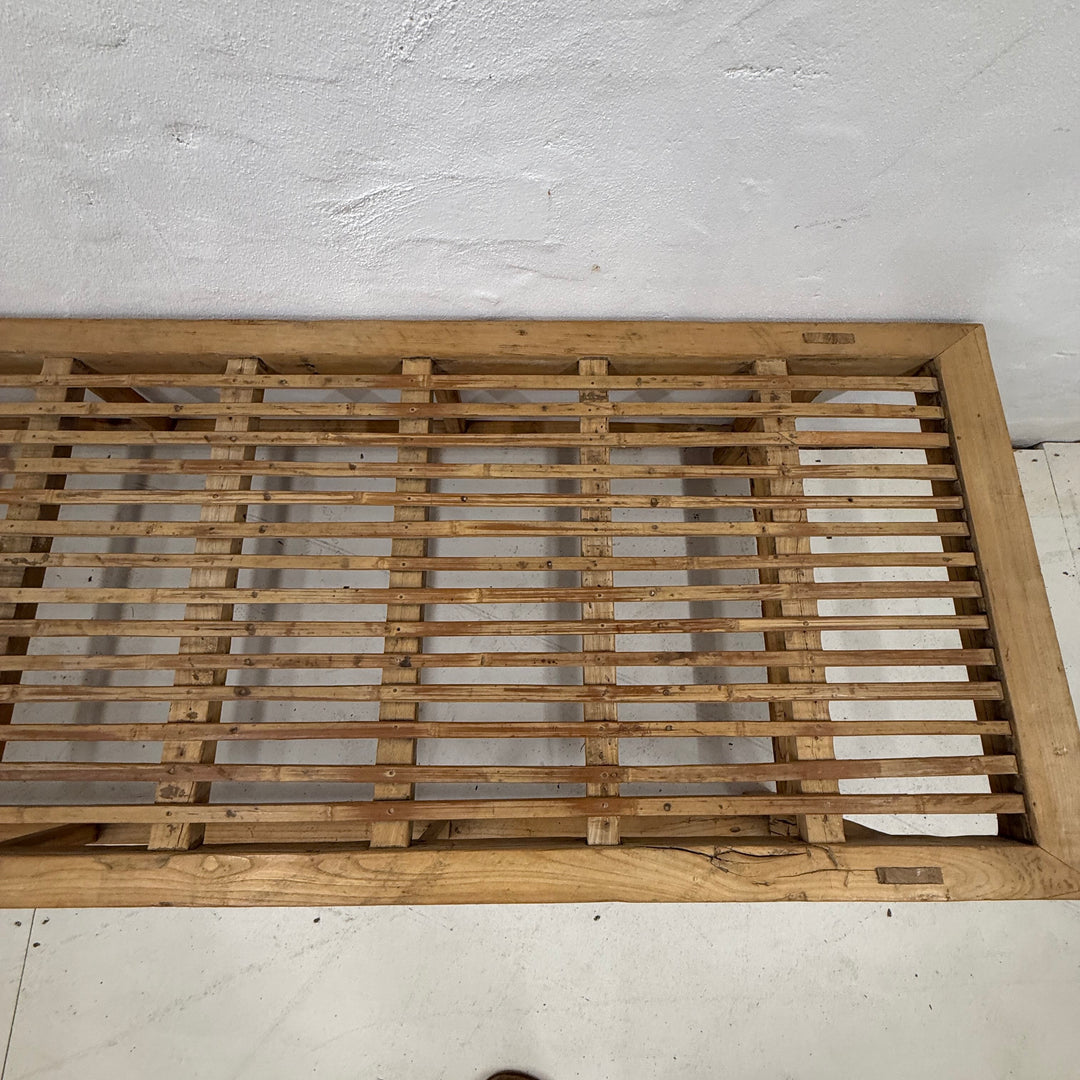 Water Tiger Furniture 19th Century Antique Chinese Elmwood Bench Style Slatted Daybed