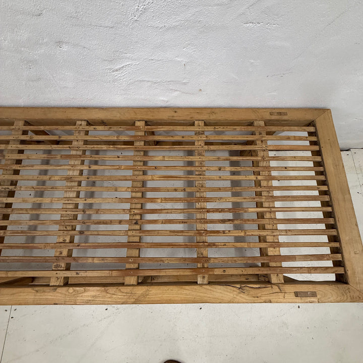 Water Tiger Furniture 19th Century Antique Chinese Elmwood Bench Style Slatted Daybed