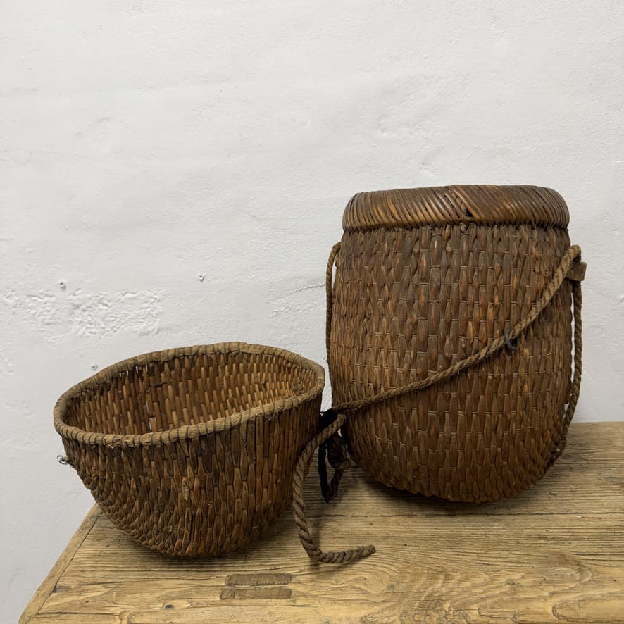 Water Tiger Decor Willow Fishing Baskets With Top and Rope