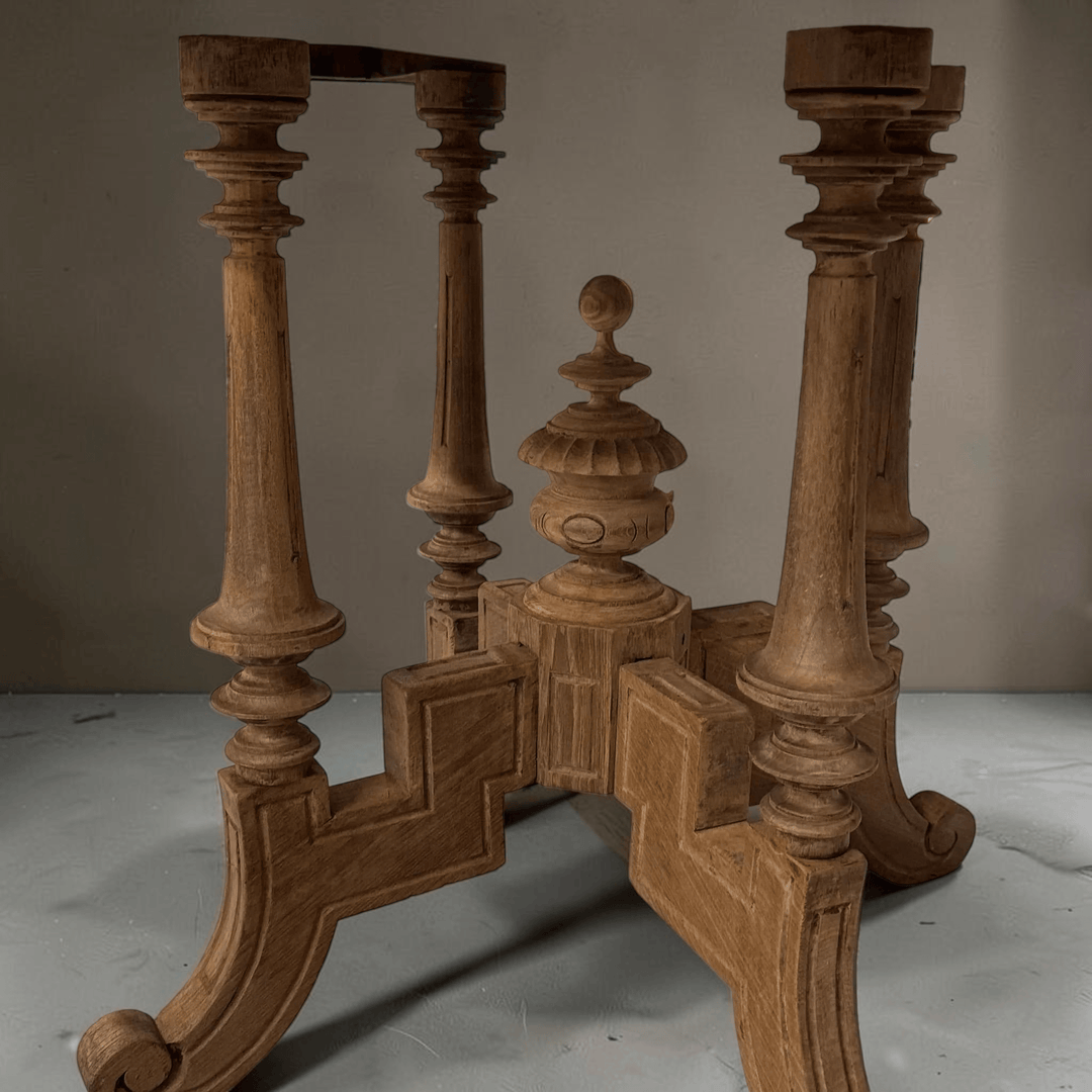 Water Tiger Furniture Antique Kopitiam Marble Top Table with bleached legs