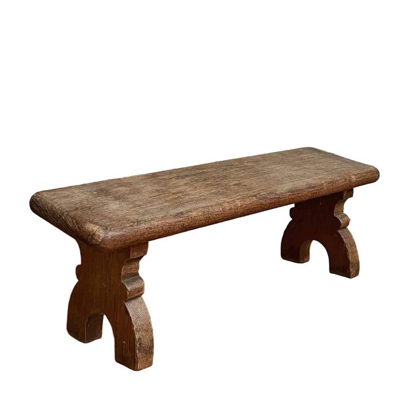 Water Tiger Furniture Small French Provincial Rustic Oak Bench, 1800s