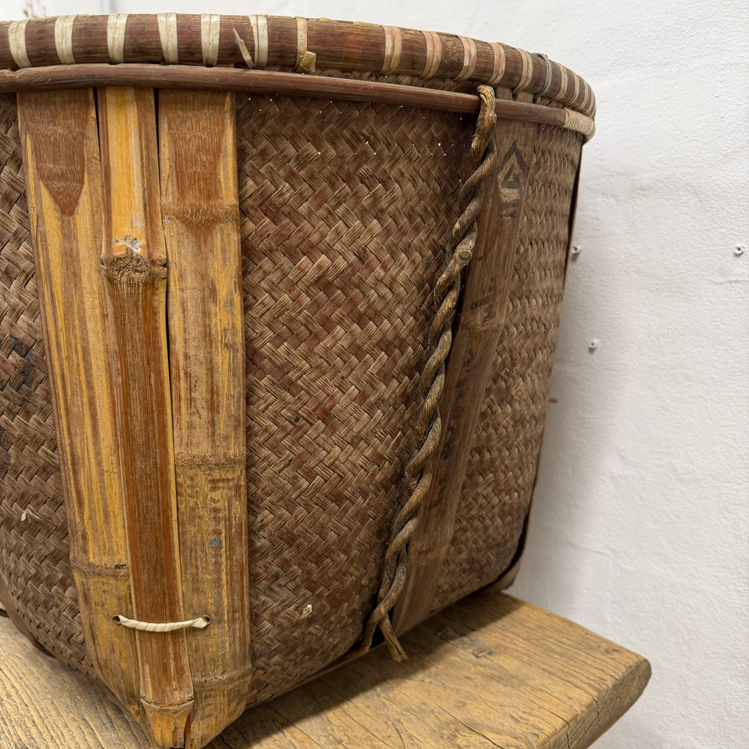 Water Tiger Decor Antique Chinese Reed Grass Baskets