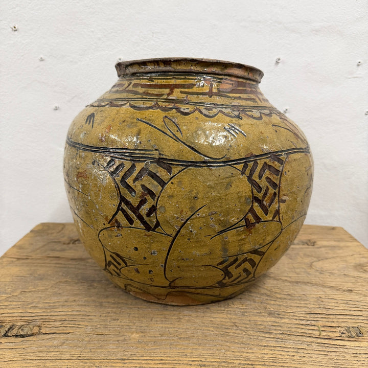 Water Tiger Decor Antique Martaban Wine / Storage Jars From China