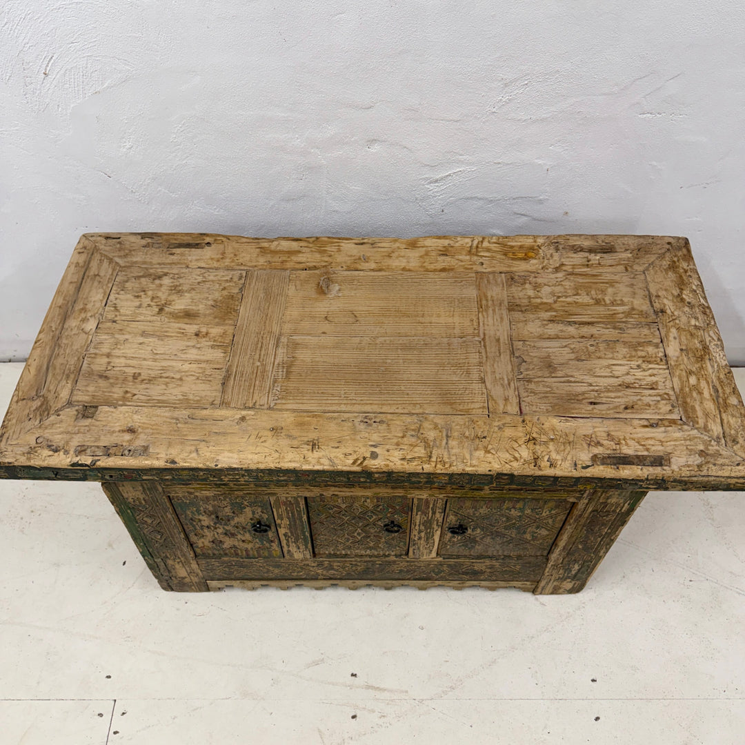 Water Tiger Furniture Antique Xinjiang Carved Elm Cabinet