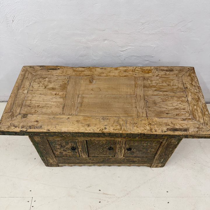 Water Tiger Furniture Antique Xinjiang Carved Elm Cabinet