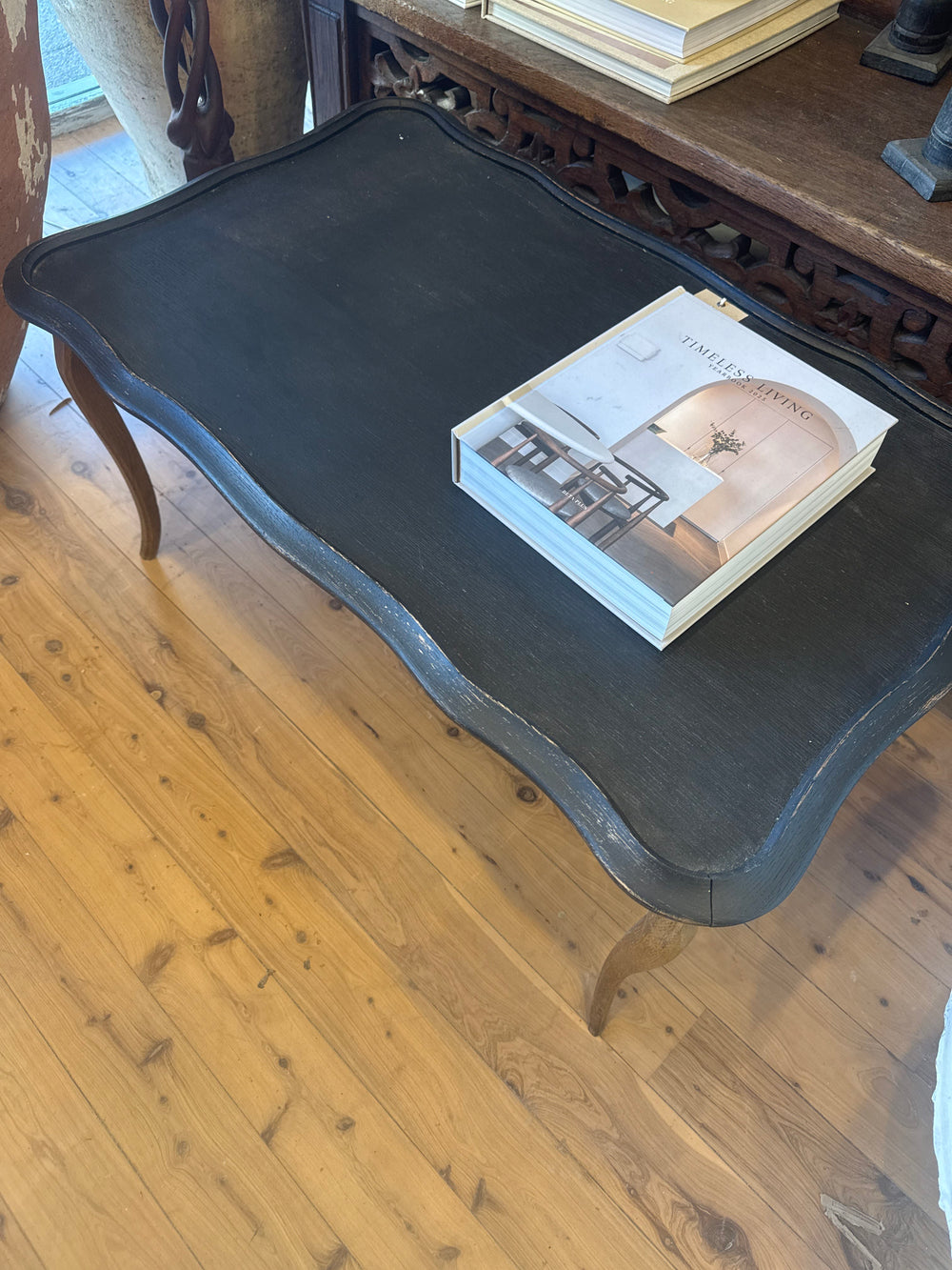 Water Tiger Furniture 19th-Century French Coffee Table - Antique Ebony Painted Furniture | Water Tiger