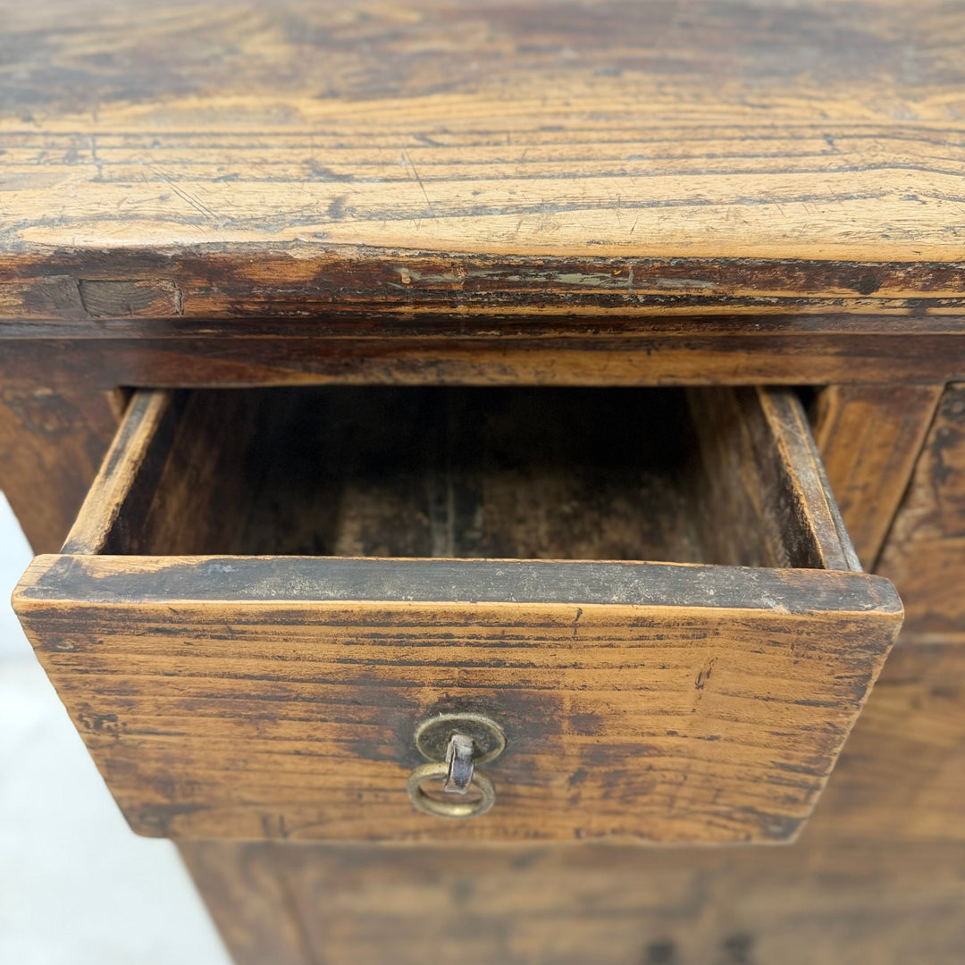 Water Tiger Furniture Early 20th Century Qing Cabinet, Lower Doors Elmwood with Brass Hardware, China