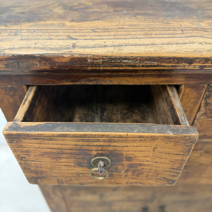 Water Tiger Furniture Early 20th Century Qing Cabinet, Lower Doors Elmwood with Brass Hardware, China