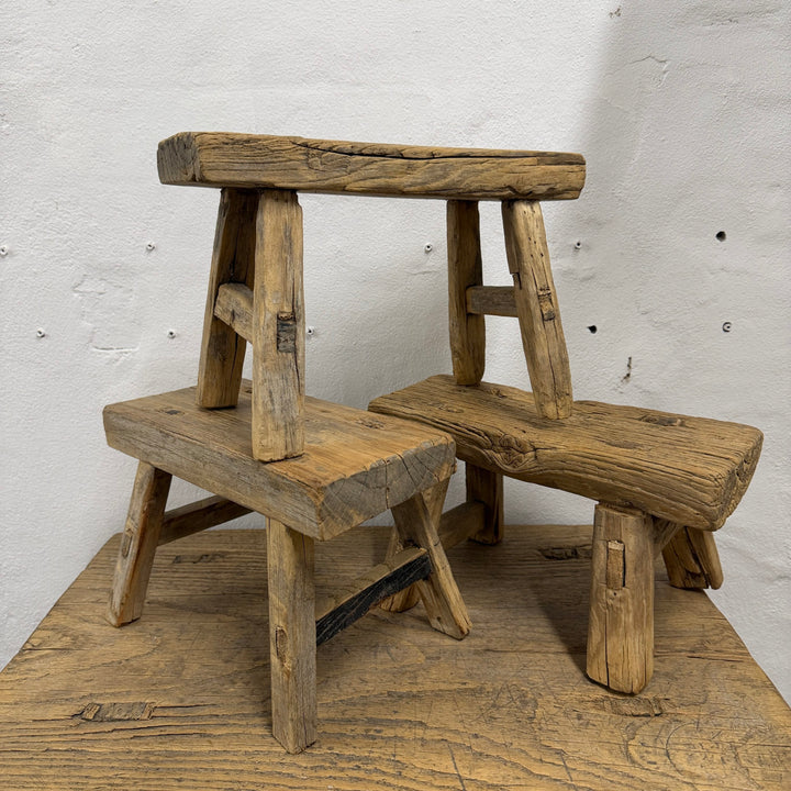 Water Tiger Furniture Vintage Chinese Elm Mini Stools