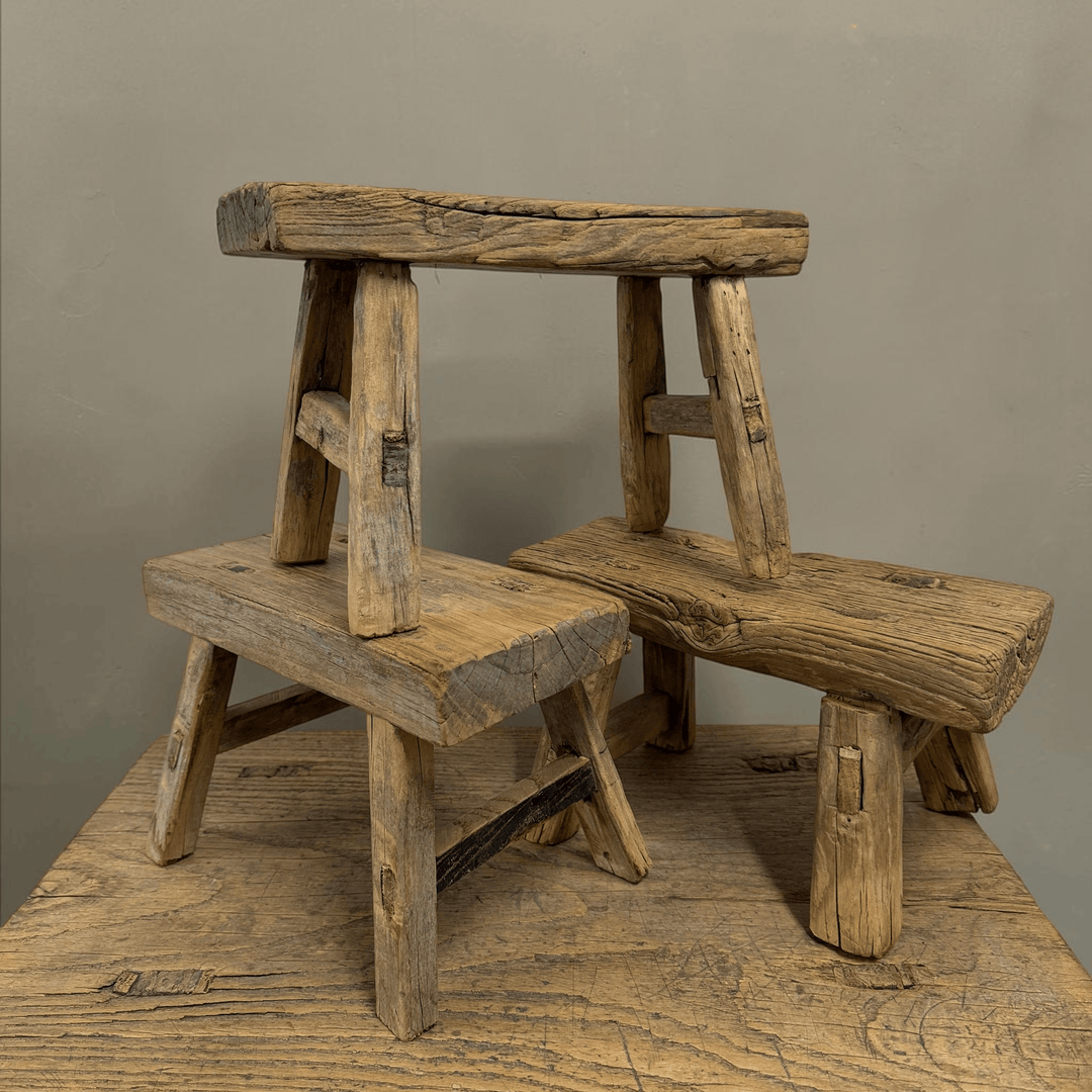 Water Tiger Furniture Vintage Chinese Elm Mini Stools