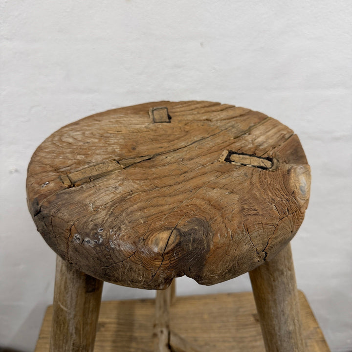 Water Tiger Furniture Chinese Elm Round Stool- early 1900&