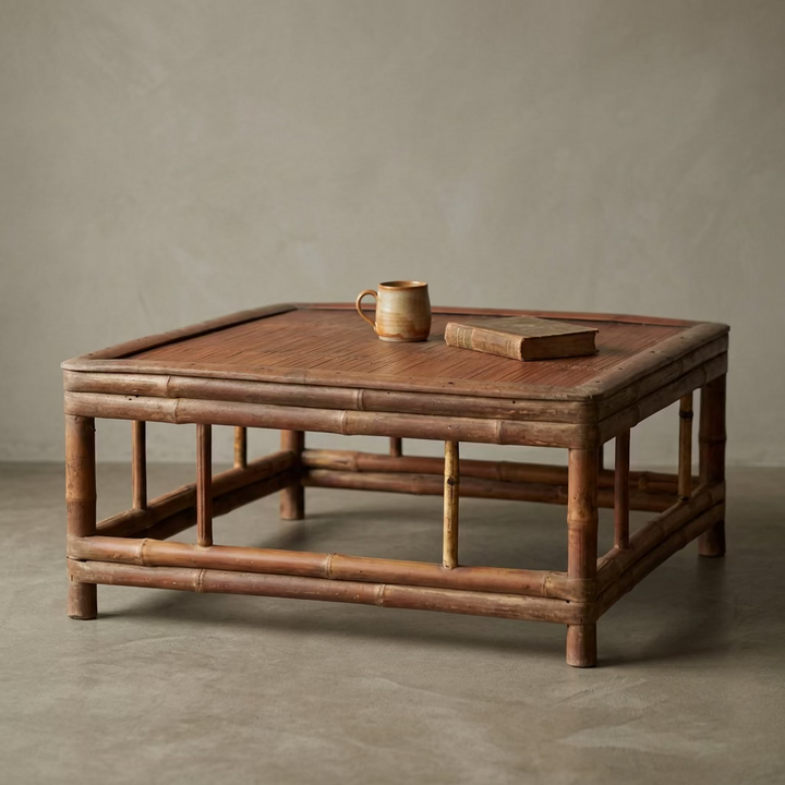 Water Tiger Furniture Chinese 19th Century Qing Dynasty Bamboo Low Coffee Table with Slatted Top