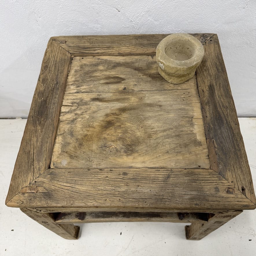 Water Tiger Furniture Antique Chinese Square Elm Side Table | 50x50x51
