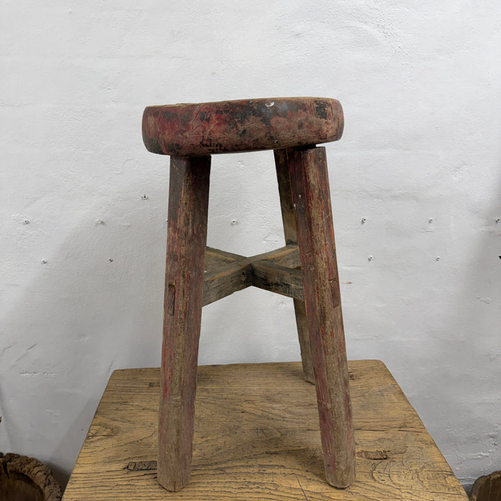Water Tiger Furniture Chinese Elm Round Stool- early 1900&
