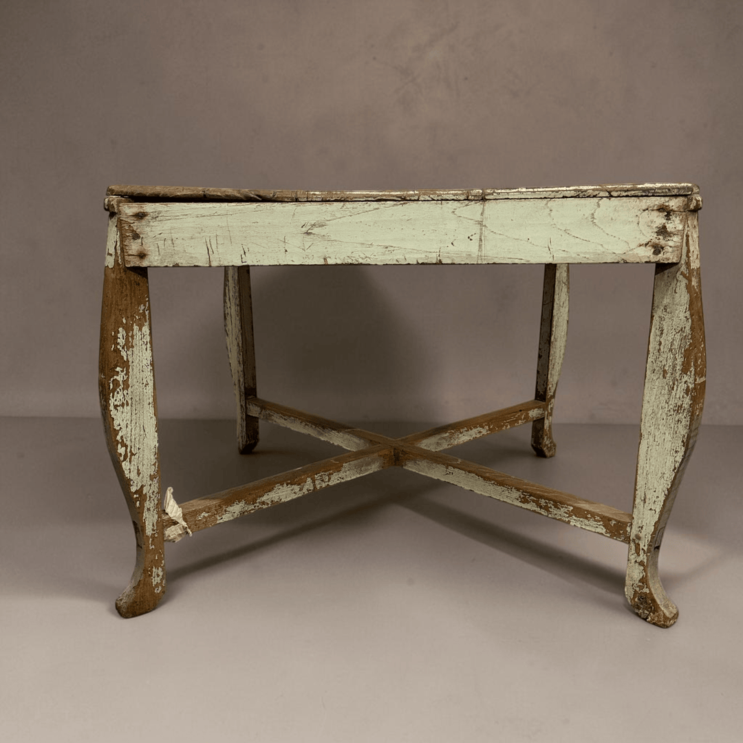 Water Tiger Furniture Square Teak Table With Painted Patina