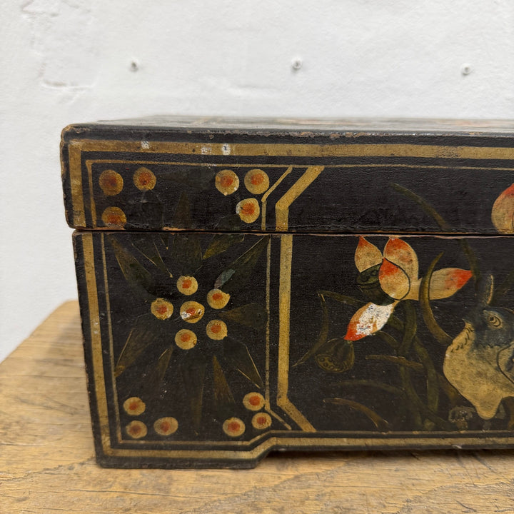 Water Tiger Decor Antique Chinese Wooden Document Box Early 1900’s
