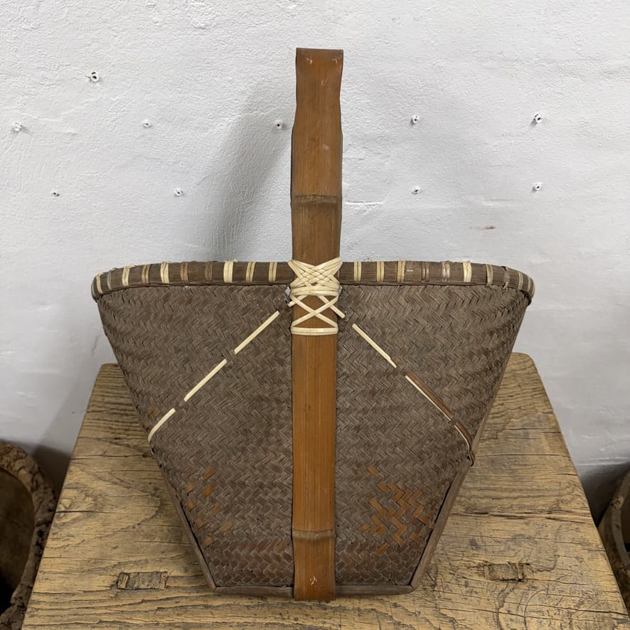 Water Tiger Decor Antique Chinese Basket Scoop