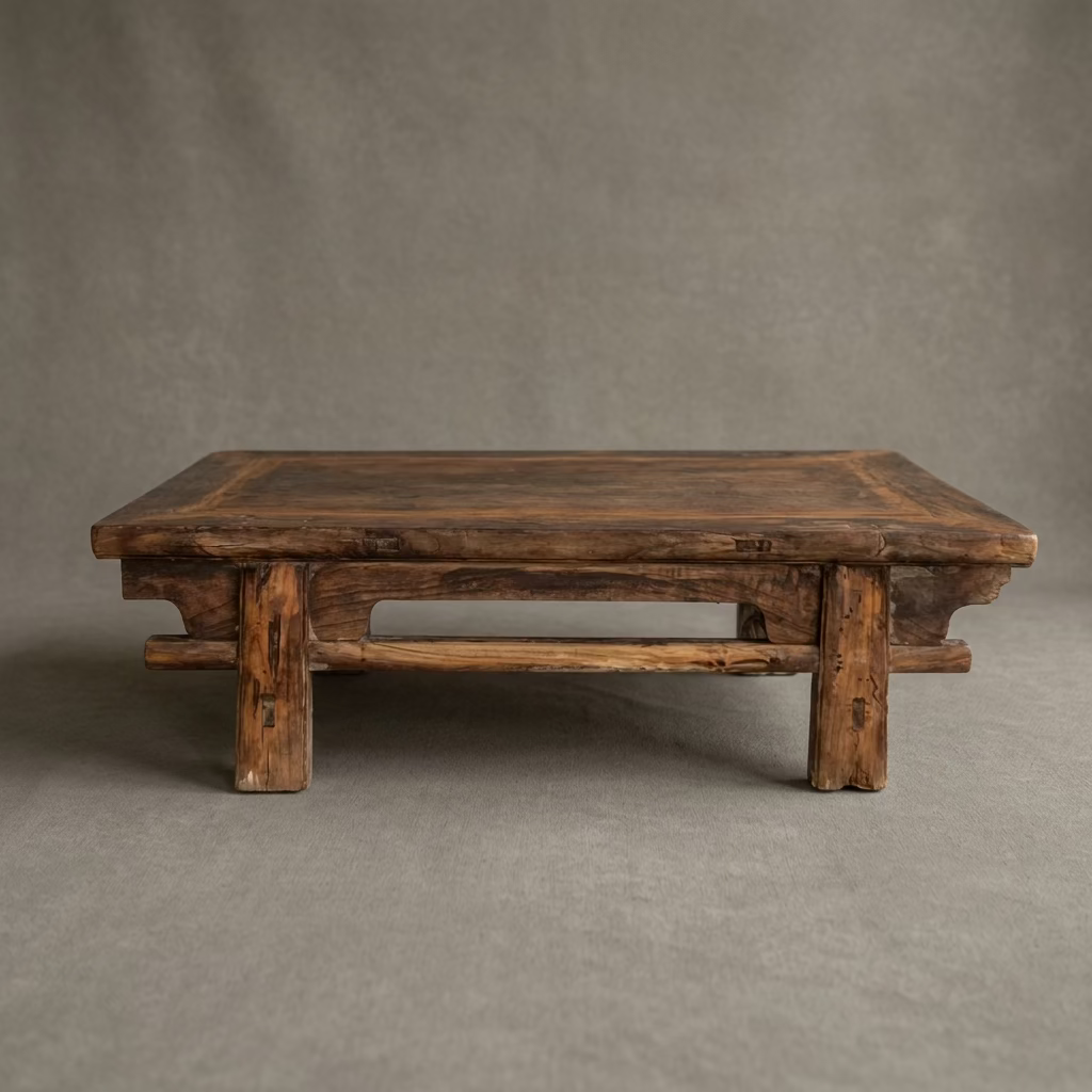 Water Tiger Furniture Low Antique Elm Coffee Table Circa 1800&