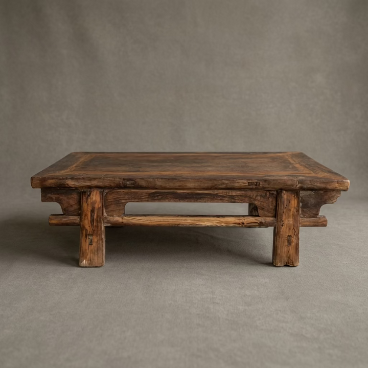 Water Tiger Furniture Low Antique Elm Coffee Table Circa 1800&