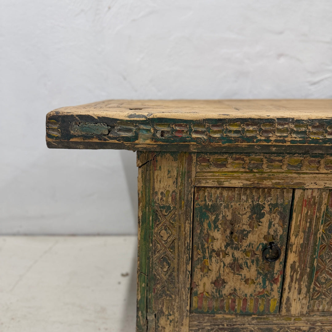 Water Tiger Furniture Antique Xinjiang Carved Elm Cabinet