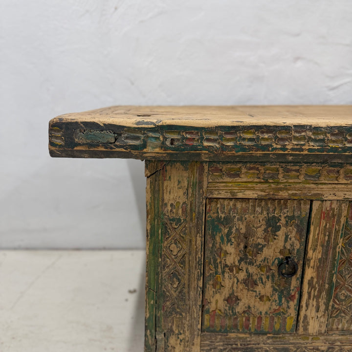 Water Tiger Furniture Antique Xinjiang Carved Elm Cabinet