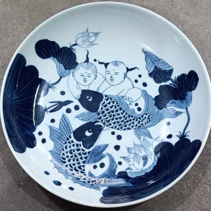 Water Tiger china Serving Bowls . Qing Kangxi Inspired Blue and White Porcelain Bowls - Multiple Patterns