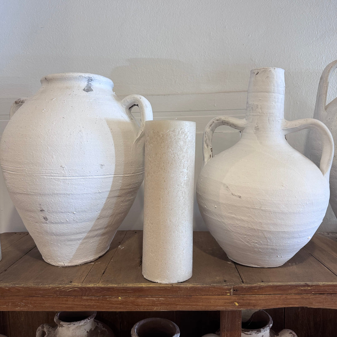 Water Tiger pots Vintage Two Handle White Washed Turkish Pots