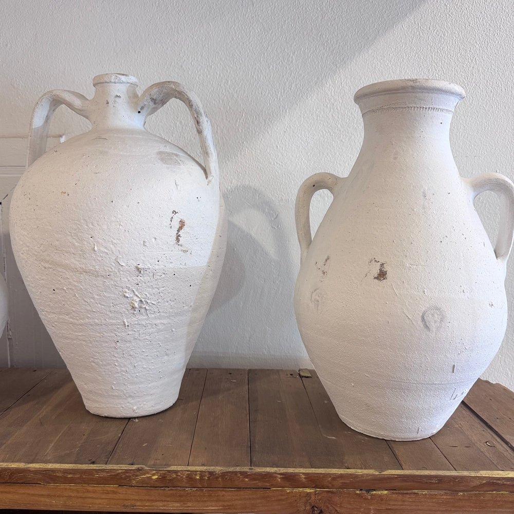 Water Tiger pots Vintage Two Handle White Washed Turkish Pots