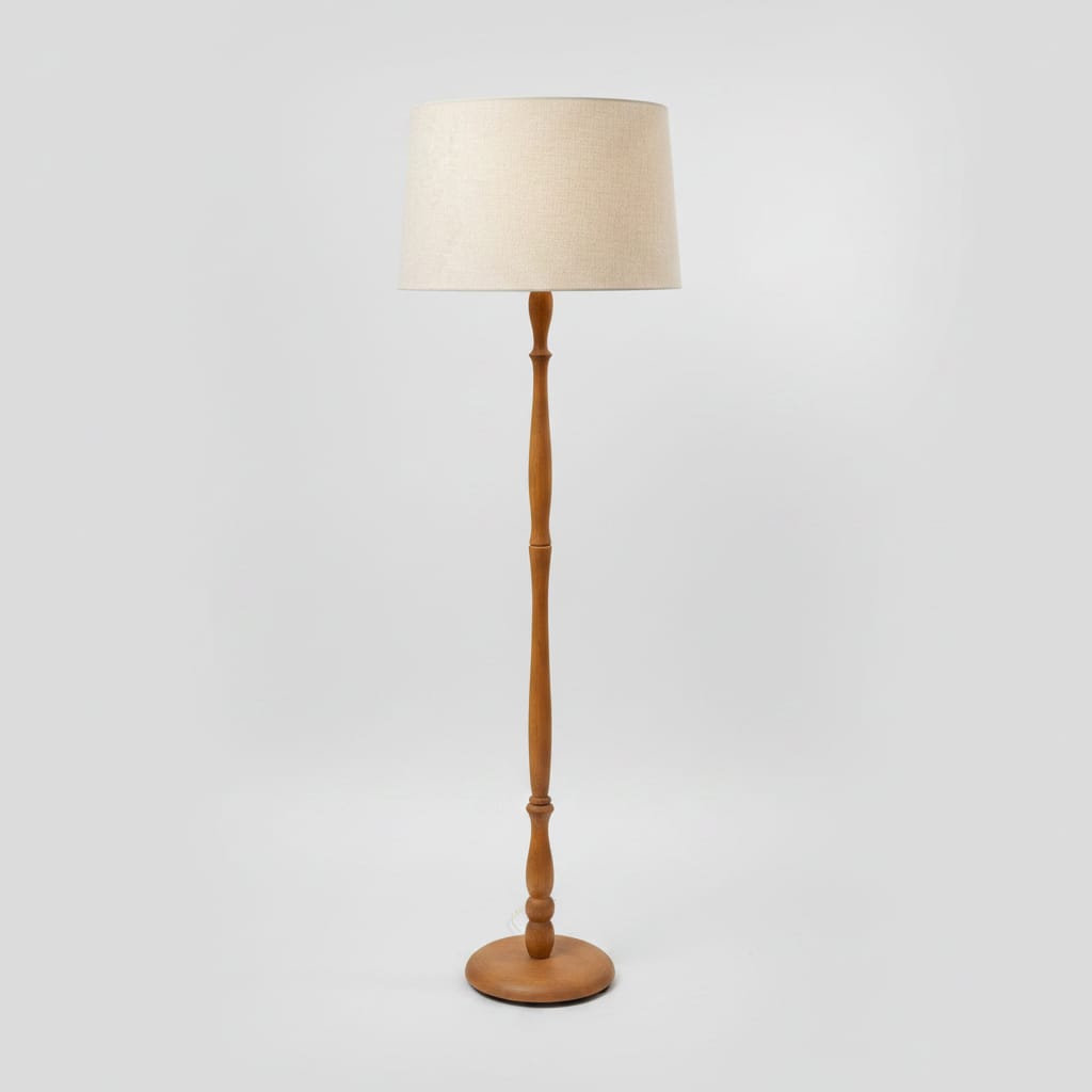 Water Tiger Mid Century Turned Floor Lamp