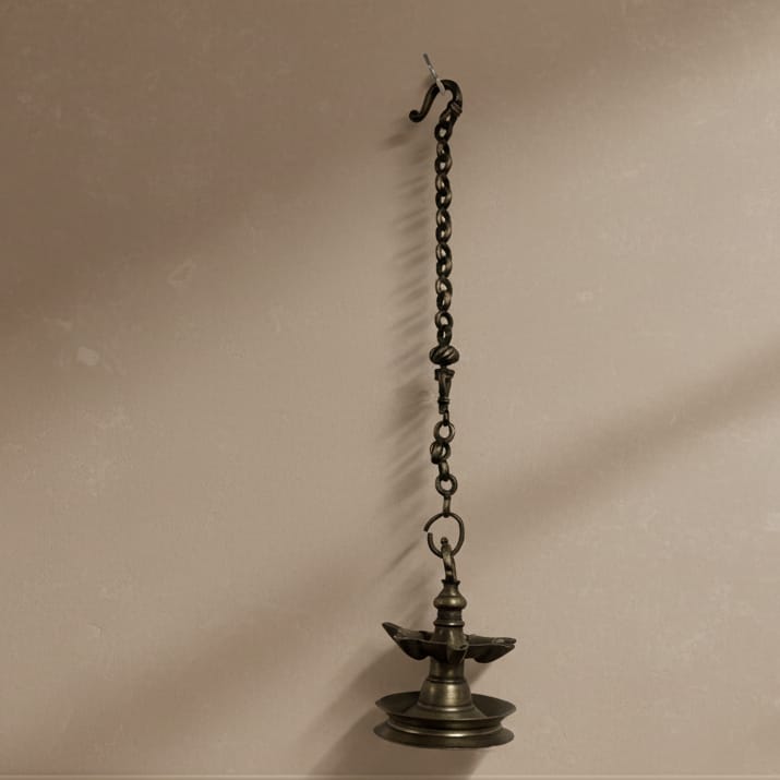 Water Tiger india Antique Brass Hanging Diya Oil Light Lamp With Chain