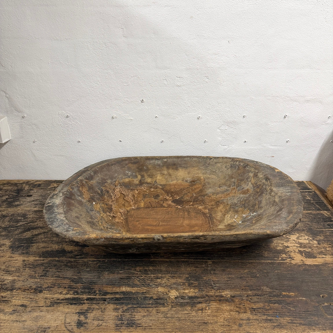 Water Tiger Decor Large Antique Wooden Dough Bowl