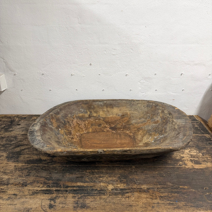 Water Tiger Decor Large Antique Wooden Dough Bowl